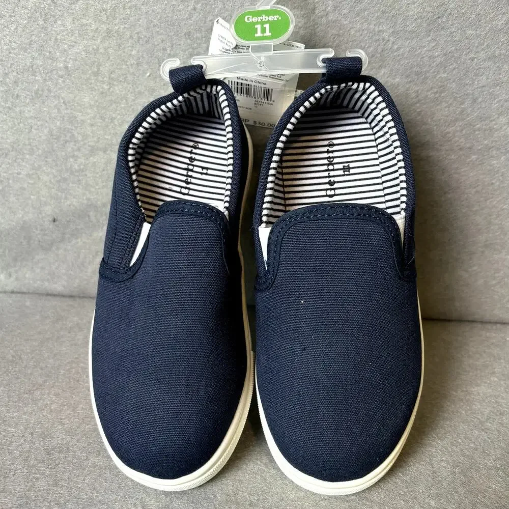 Gerber Boy Girl SlipOn Canvas Navy Blue Casual School Sneaker Shoes 11 NEW
